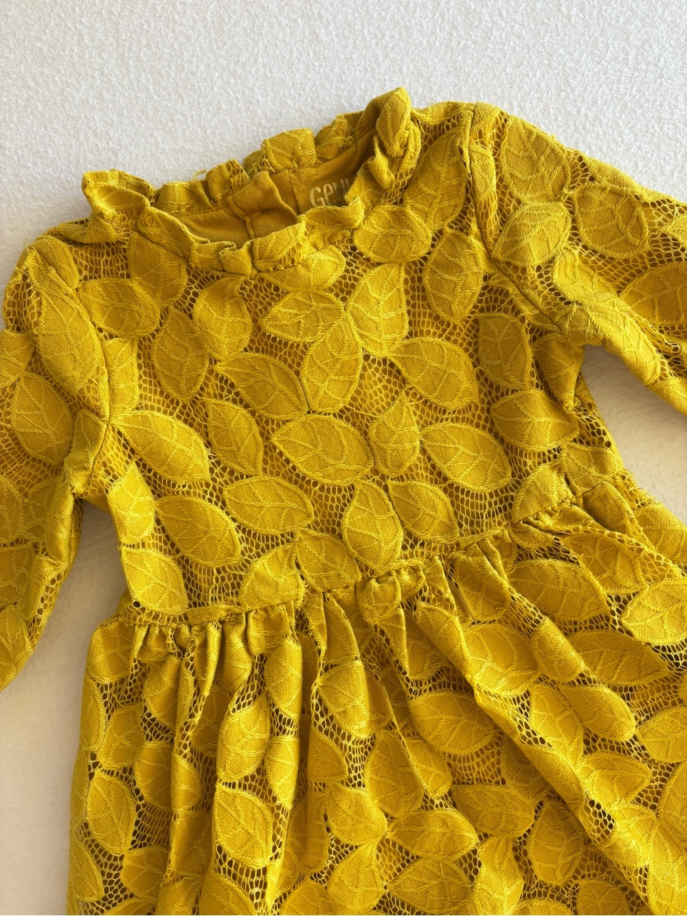 Oshkosh Toddler Girls Long Sleeve Dress 3T Yellow Floral Summer